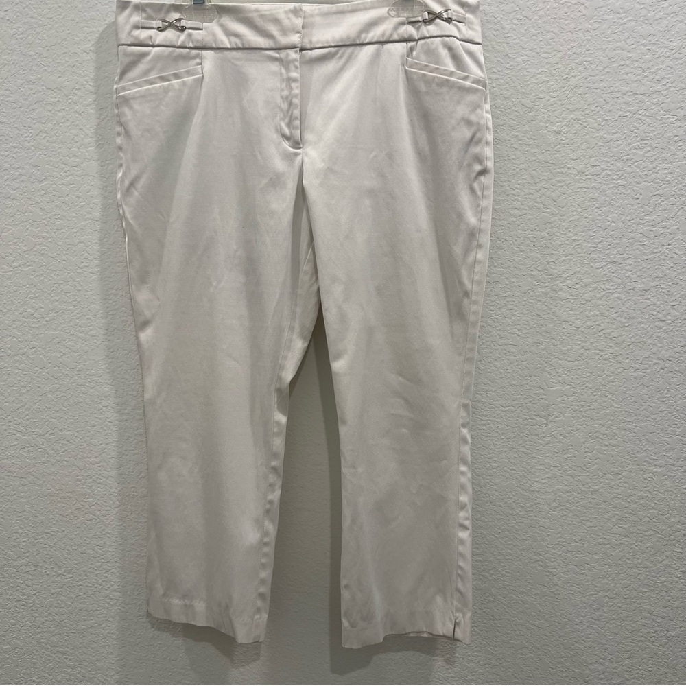 7th Avenue Suiting NYC Capri Dress‎ Pants Womens 14 White Straight Leg Stretch